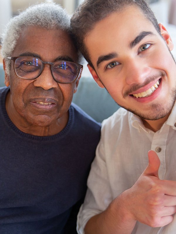 Elderly patient and caregiver