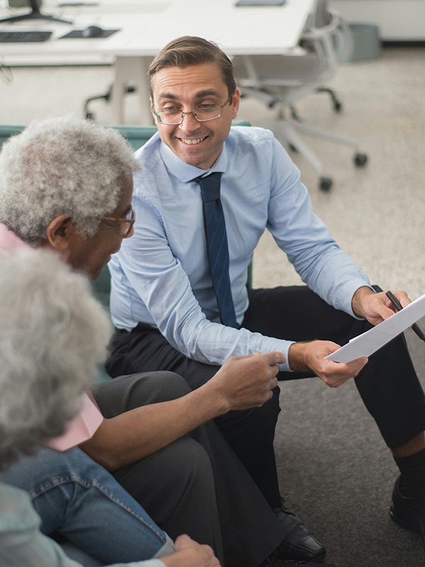 Man  meeting with elderly couple